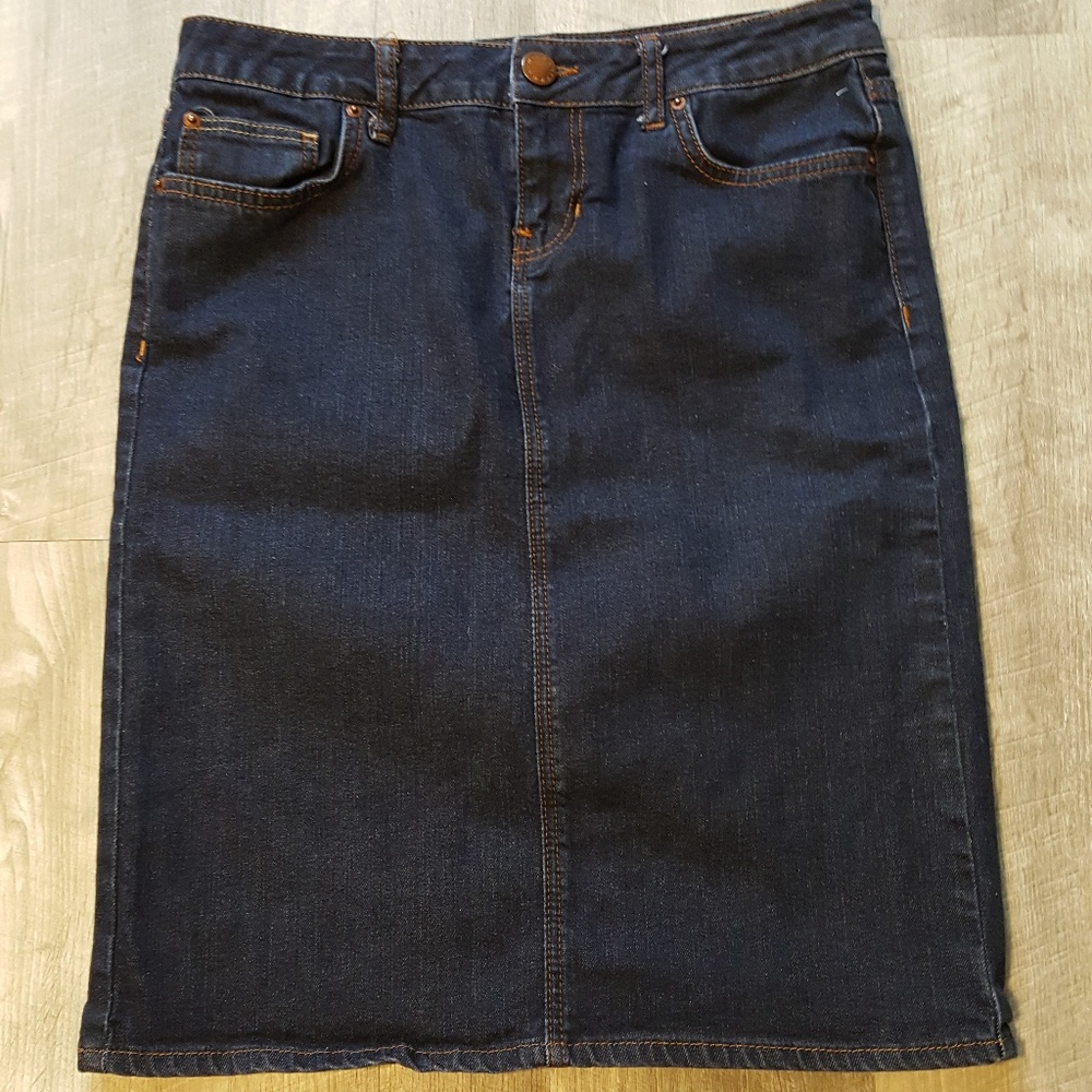 Zara Blue Jean Pencil Skirt Size Small Stretch Denim